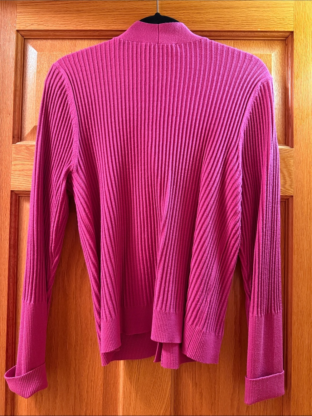 LOFT Fuchsia Ribbed Button-Up Cardigan - Picture 2 of 2